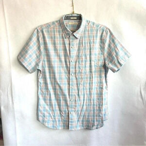 Hawker Rye Plaid Shirt Size Medium Blue Short Sleeve  Button Down Chest Pocket